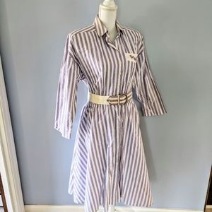 Vintage white & purple stripe dress